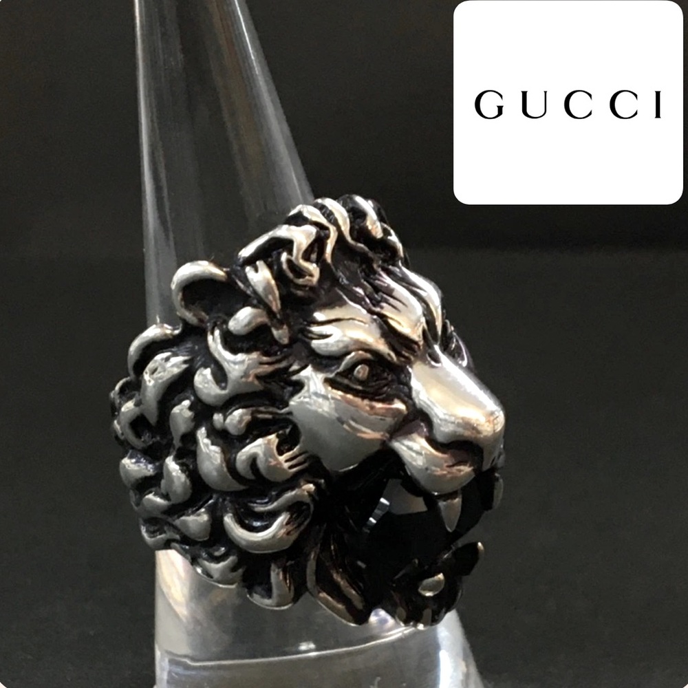 GUCCI Lion Head Silver Tone Ring
